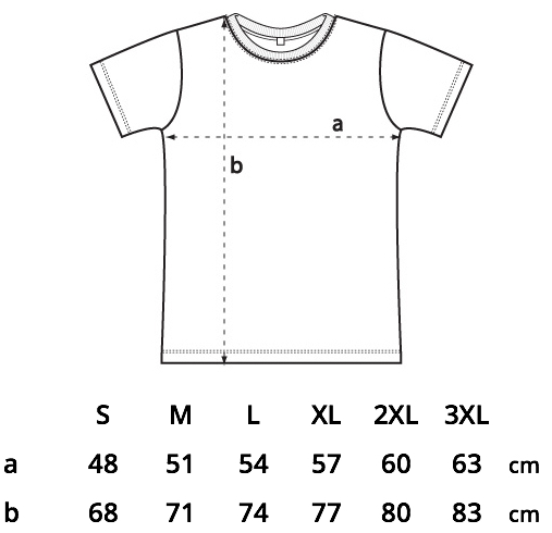 størrelses guide fitted t-shirt