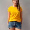 Kortermet gyllengul t-skjorte til dame - 100 % økologisk bomull » Etiske & økologiske klær » Grønt Skift