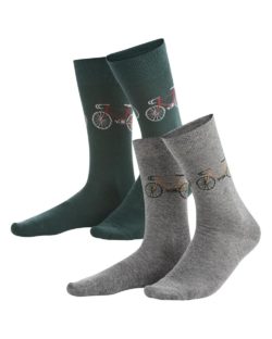 2 pk. sokker med sykkelmotiv i økologisk bomull, elastan og polyamid» Etiske & økologiske klær » Grønt Skift