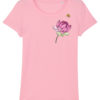Rosa dame t-skjorte med blomst og bie i 100 % økologisk bomull » Etiske & økologiske klær » Grønt Skift