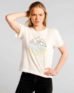 Hvit t-skjorte med "Protect our oceans" - 100 % økologisk bomull » Etiske & økologiske klær » Grønt Skift
