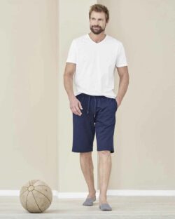 Mørkeblå lang sweatshorts i 100 % økologisk bomull » Etiske & økologiske klær » Grønt Skift