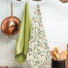 2 pk grønn og blomstrete kjøkkenhåndklær i 100 % økologisk bomull » Etiske & økologiske klær » Grønt Skift