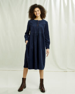 Navy kordfløyel kjole - 100 % økologisk bomull » Etiske & økologiske klær » Grønt Skift
