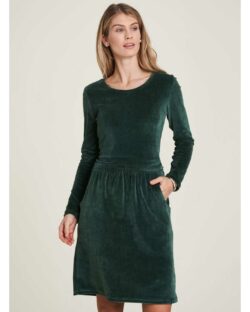 Mørk grønn velur kjole - økologisk bomull og resirkulert polyester » Etiske & økologiske klær » Grønt Skift