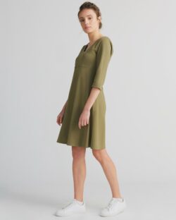 Olivengrønn kjole - økologisk bomull » Etiske & økologiske klær » Grønt Skift