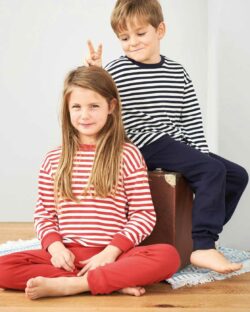 Unisex rød og hvit stripete pysjamas - 100 % økologisk bomull » Etiske & økologiske klær » Grønt Skift