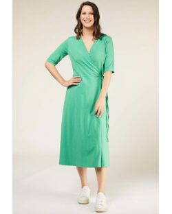 Lysegrønn omslagskjole - økologisk bomull » Etiske & økologiske klær » Grønt Skift