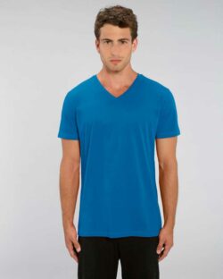Blå t-skjorte med v-hals - 100 % økologisk bomull » Etiske & økologiske klær » Grønt Skift