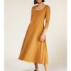 Rustbrun kjole med 3/4 ermer - økologisk bomull » Etiske & økologiske klær » Grønt Skift