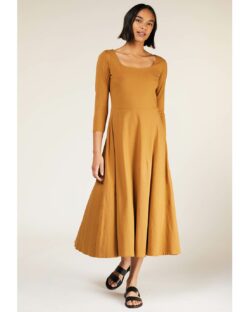 Rustbrun kjole med 3/4 ermer - økologisk bomull » Etiske & økologiske klær » Grønt Skift