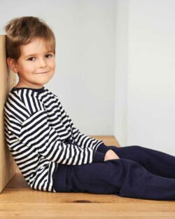 Unisex blå og hvit stripete pysjamas - 100 % økologisk bomull » Etiske & økologiske klær » Grønt Skift