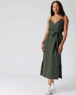 Mørkegrønn kjole med stropper - tencel og lin » Etiske & økologiske klær » Grønt Skift