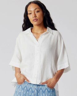 Hvit halvermet skjorte - 100 % lin » Etiske & økologiske klær » Grønt Skift