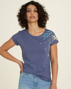 Blå t-skjorte med blader - 100 % økologisk bomull » Etiske & økologiske klær » Grønt Skift
