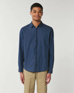 Mørkeblå dongeriskjorte - 100 % økologisk bomull » Etiske & økologiske klær » Grønt Skift