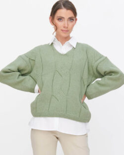 Lys grønn strikket genser - økologisk bomull og ull » Etiske og økologiske klær » Grønt Skift