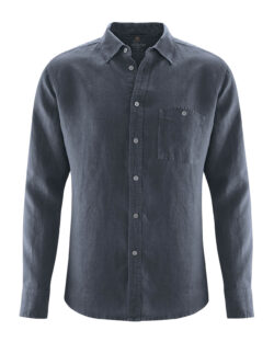 Mørkeblå langermet skjorte - 100 % hamp » Etiske & økologiske klær » Grønt Skift