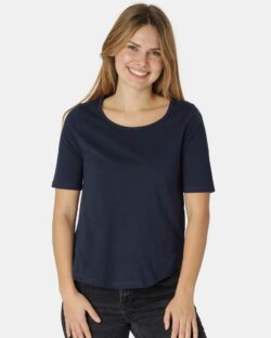 Mørkeblå t-skjorte med 2/4 arm - 100 % økologisk bomull » Etiske & økologiske klær » Grønt Skift