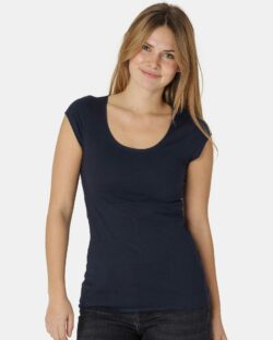 Mørkeblå t-skjorte med rund hals - 100 % økologisk bomull » Etiske & økologiske klær » Grønt Skift