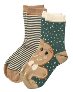 2 par sokker med pepperkaker og striper - økologisk bomull » Etiske og økologiske klær » Grønt Skift