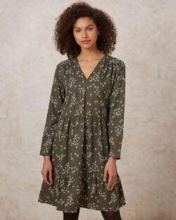 Grønn midi kjole med mønster - 100 % tencel » Etiske og økologiske klær » Grønt Skift