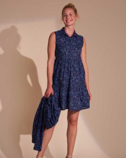 Mørkeblå midi kjole med mønster » Etiske og økologiske klær » Grønt Skift