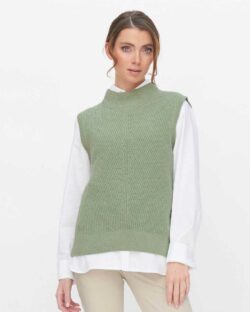 Lys grønn strikket vest - økologisk bomull og ull » Etiske og økologiske klær » Grønt Skift