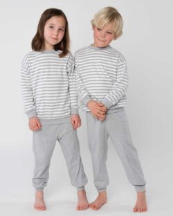 Unisex grå og hvit stripete pysjamas - 100 % økologisk bomull » Etiske og økologiske klær » Grønt Skift