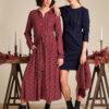 Burgunder lang Ecovero kjole med mønster » Etiske og økologiske klær » Grønt Skift