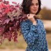 Blå lang Ecovero kjole med mønster » Etiske og økologiske klær » Grønt Skift