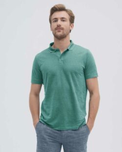 Sjøgrønn polo t-skjorte i lin » Etiske og økologiske klær » Grønt Skift