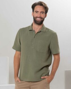 Grønn polo t-skjorte i luftig krepp » Etiske og økologiske klær » Grønt Skift