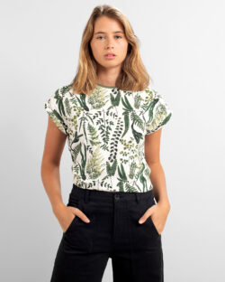 Naturhvit t-skjorte med bladmønster » Etiske og økologiske klær » Grønt Skift