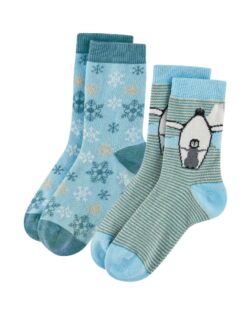 2 par sokker med pingvin og snømotiv i økologisk bomull » Etiske og økologiske klær » Grønt Skift