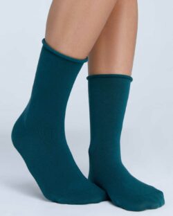 6 par petrolblå sokker med rullekant » Etiske og økologiske klær » Grønt Skift