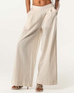Hvite løse bukser i økologisk bomull og lin » Etiske og økologiske klær » Grønt Skift