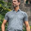 Blåmelert polo/pique t-skjorte i 100% økologisk bomull » Etiske og økologiske klær » Grønt Skift