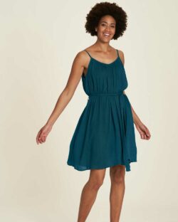Sjøblå Ecovero kjole med tynne stropper » Etiske og økologiske klær » Grønt Skift