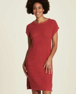 Rød strikket kjole - 100 % økologisk bomull » Etiske og økologiske klær » Grønt Skift