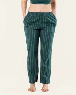 Mørk grønn pysjbukse med striper » Etiske og økologiske klær » Grønt Skift